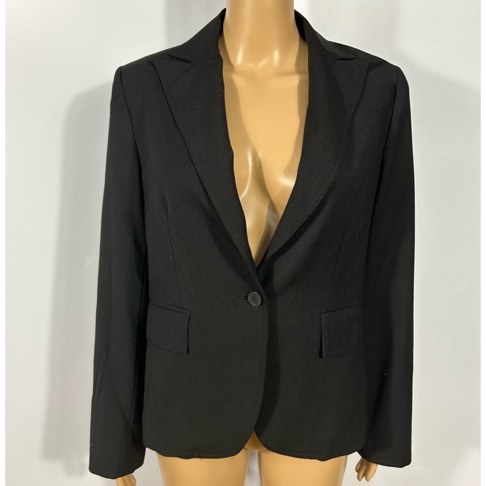 Women’s Academia Black Wool Blend Gene Meyer Blazer Size 8
